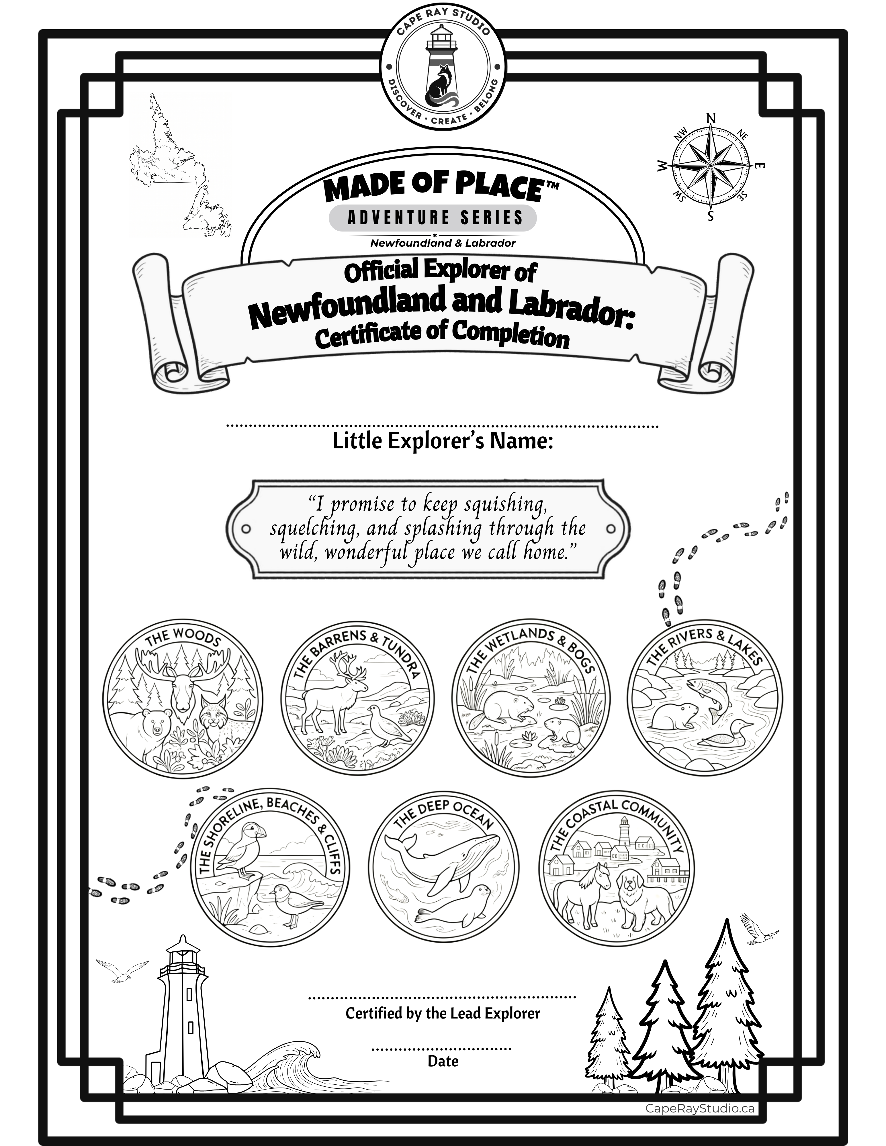 Official Explorer of Newfoundland and Labrador Certificate (B/W)